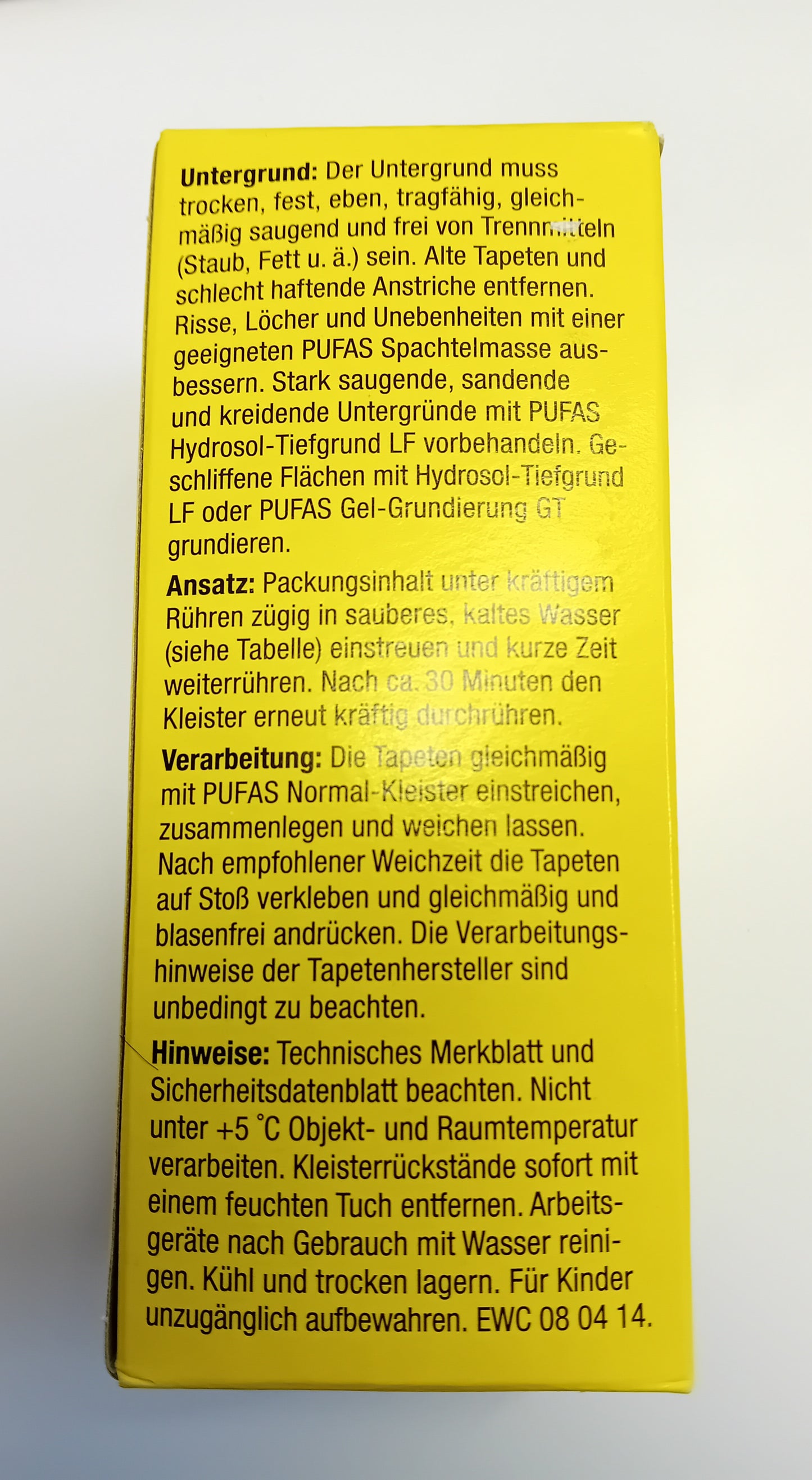 Pufas Normal-Kleister TN 125 g für leichte und normale Papiertapeten | ideal für Bastelarbeiten